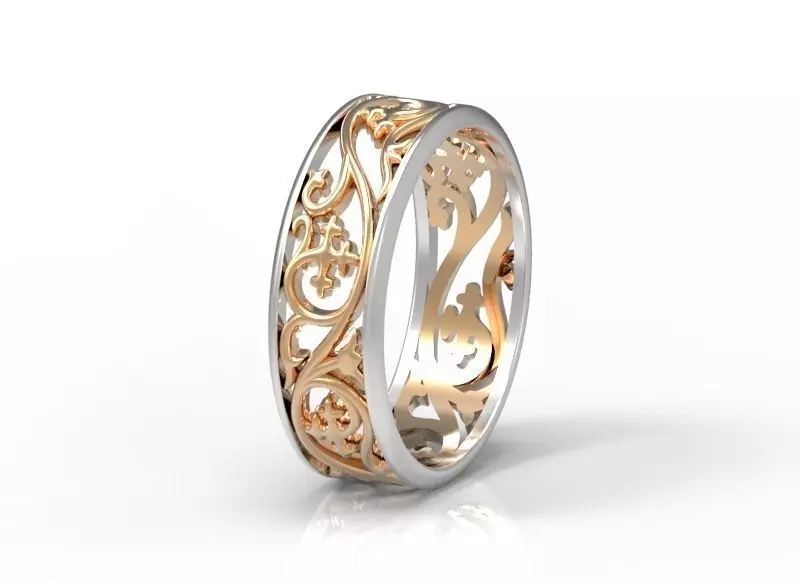 Floral pattern ring  3D print model_0