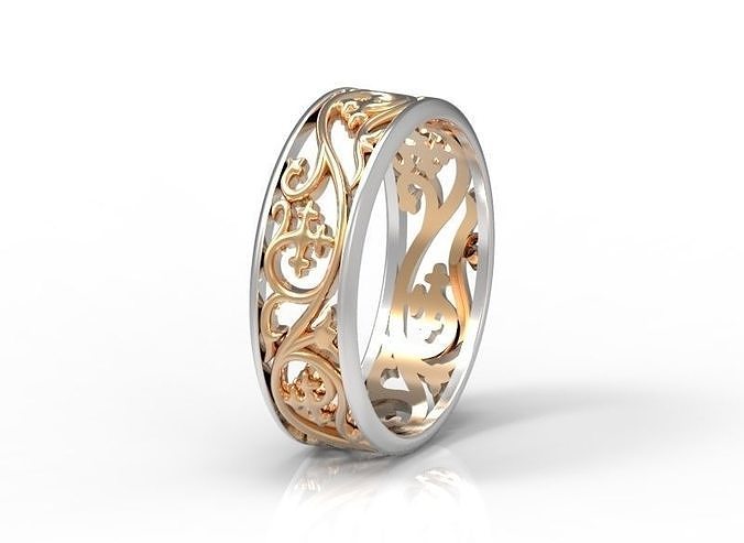 Floral pattern ring  3D print model