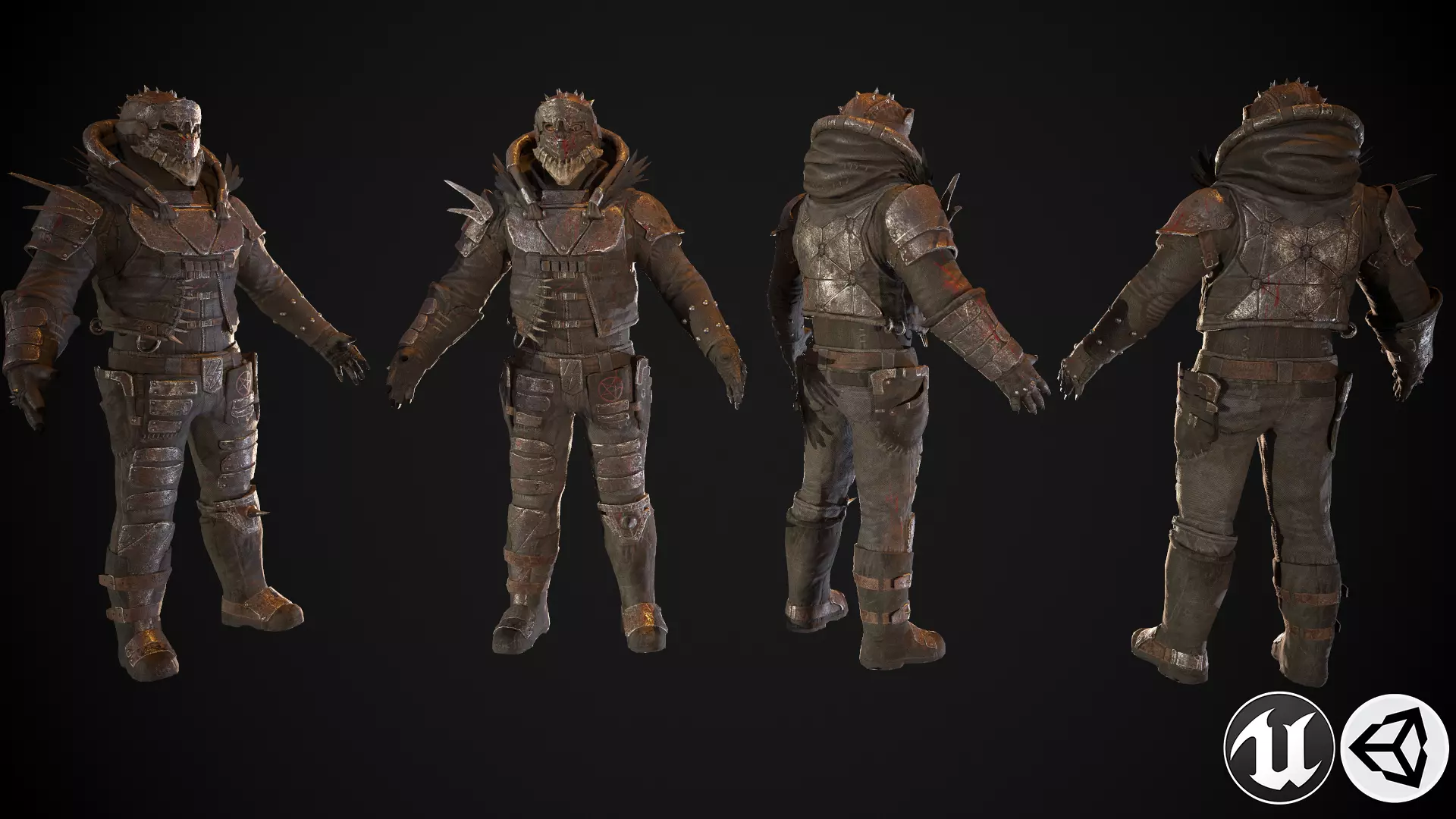 Skull armor 4 Low-poly 3D model_0