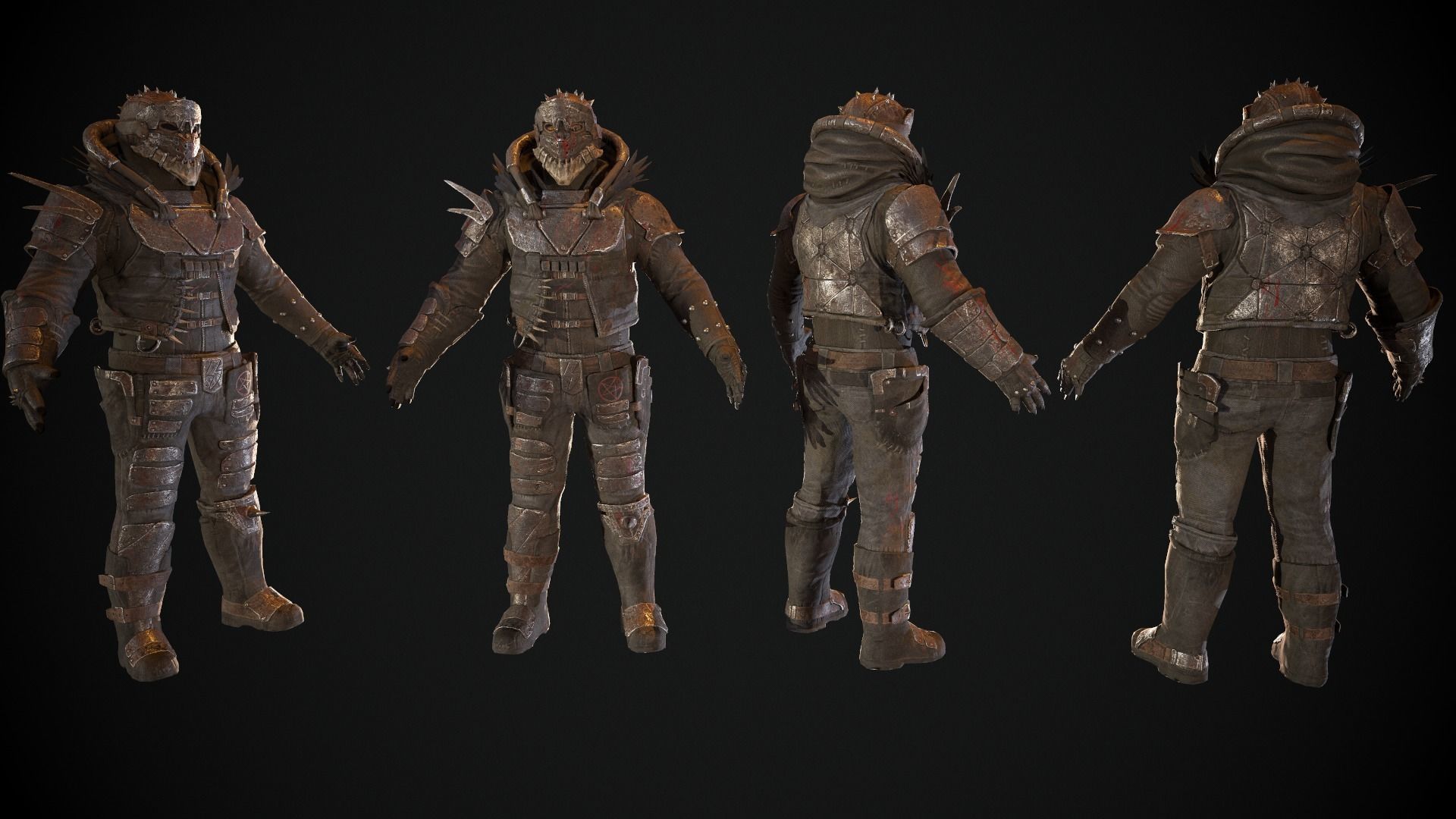 Skull armor 4 Low-poly 3D model_4