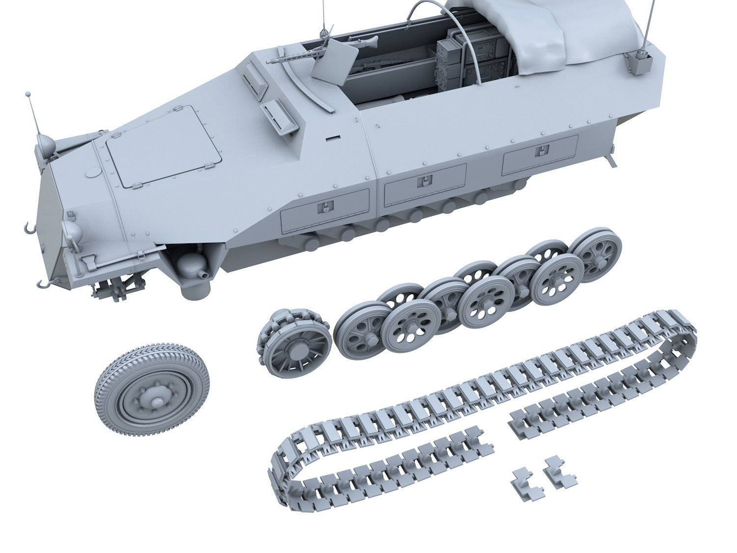 SDKFZ 251 Ausf D - Communications Vehicle 3D model_11