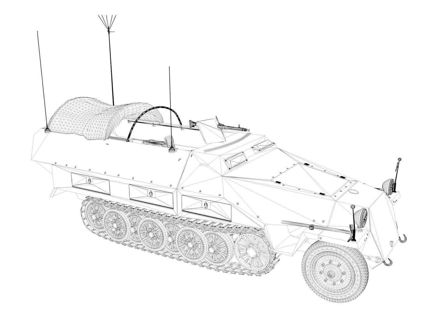 SDKFZ 251 Ausf D - Communications Vehicle 3D model_12