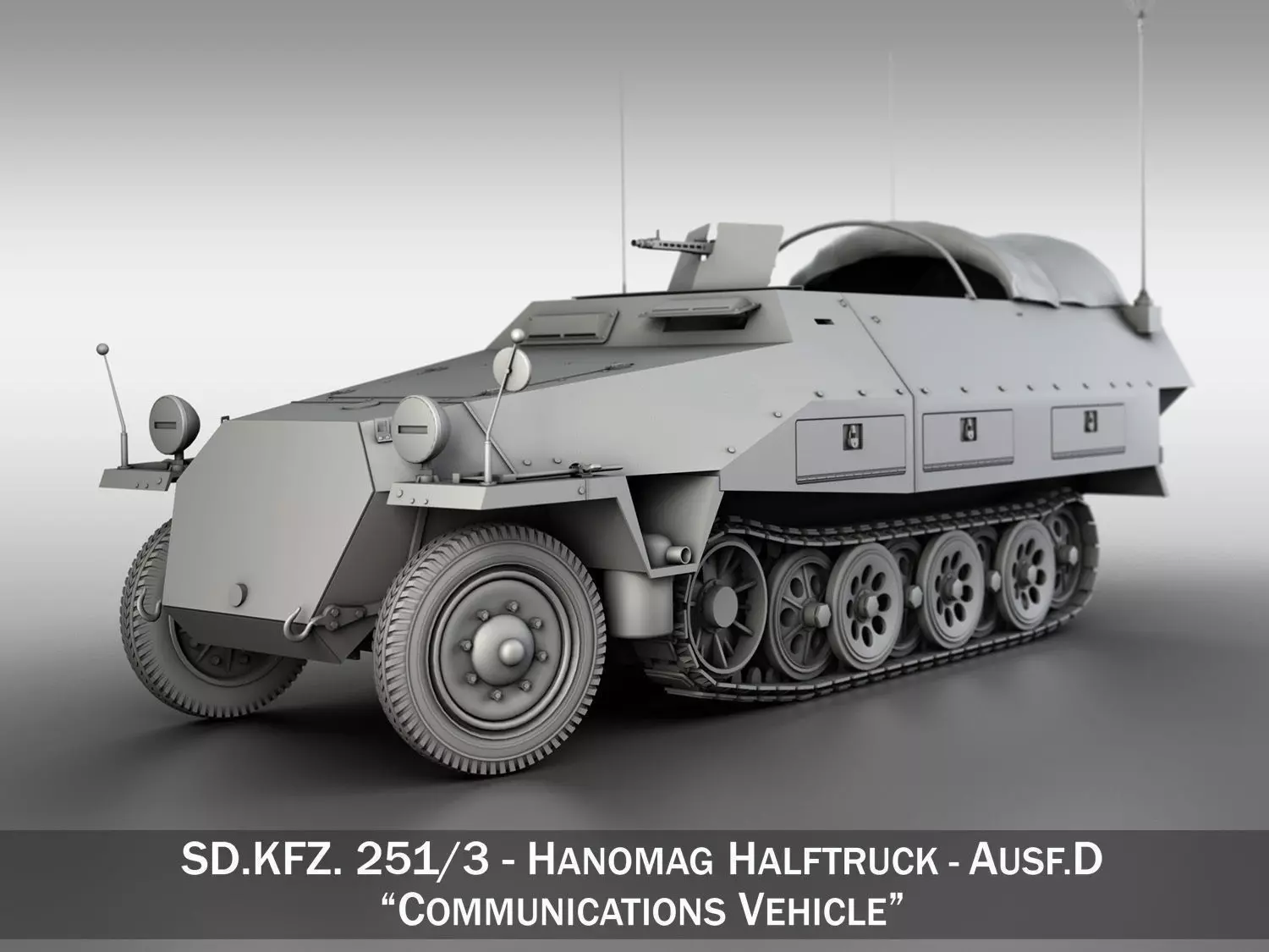 SDKFZ 251 Ausf D - Communications Vehicle 3D model_0