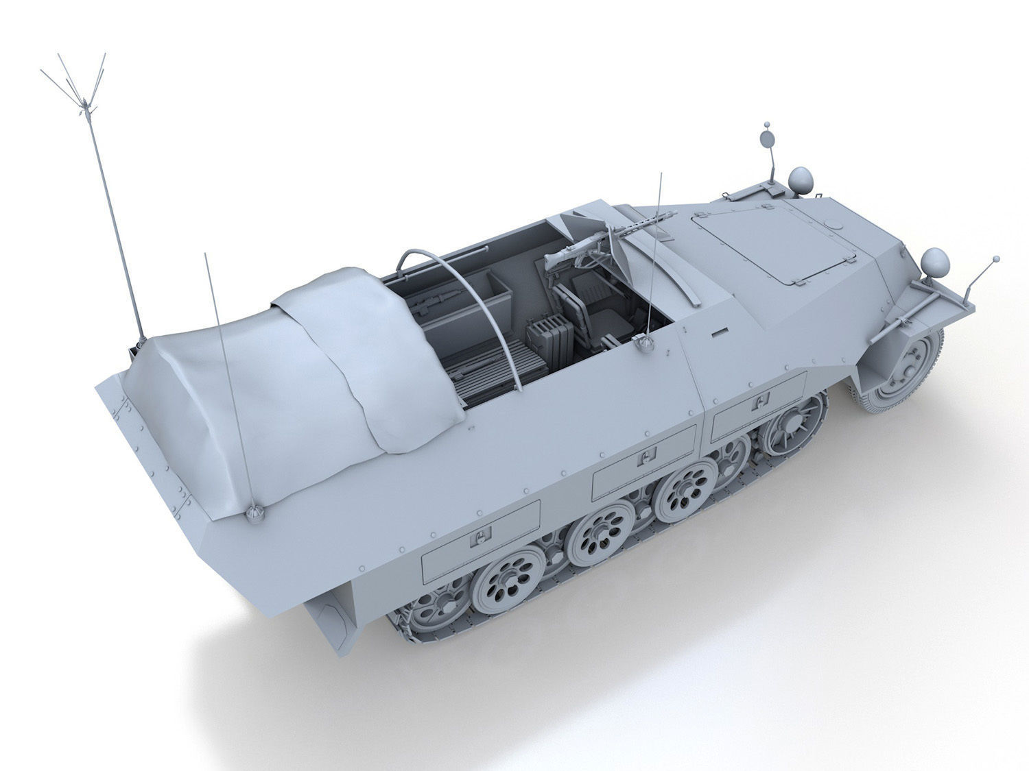 SDKFZ 251 Ausf D - Communications Vehicle 3D model_7
