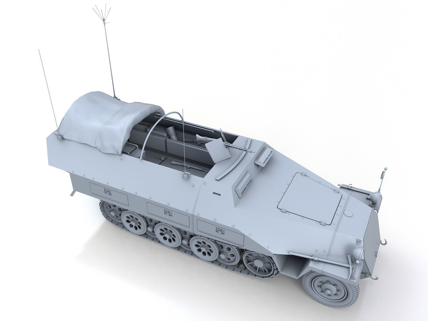 SDKFZ 251 Ausf D - Communications Vehicle 3D model_8