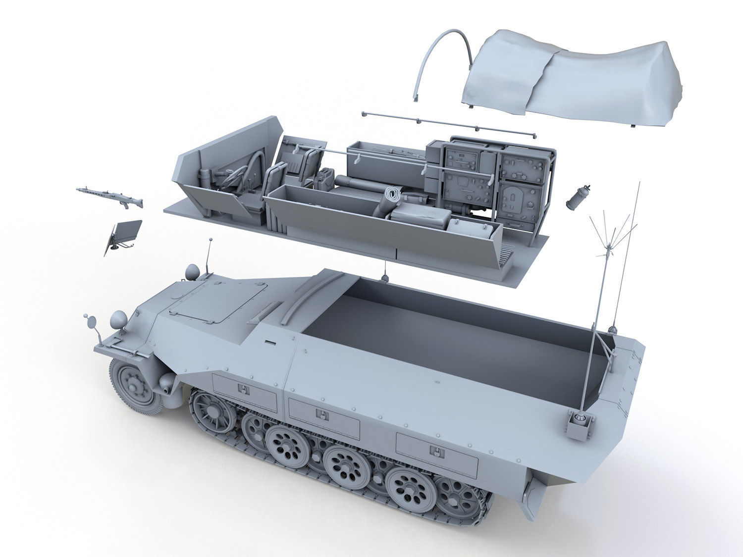 SDKFZ 251 Ausf D - Communications Vehicle 3D model_10