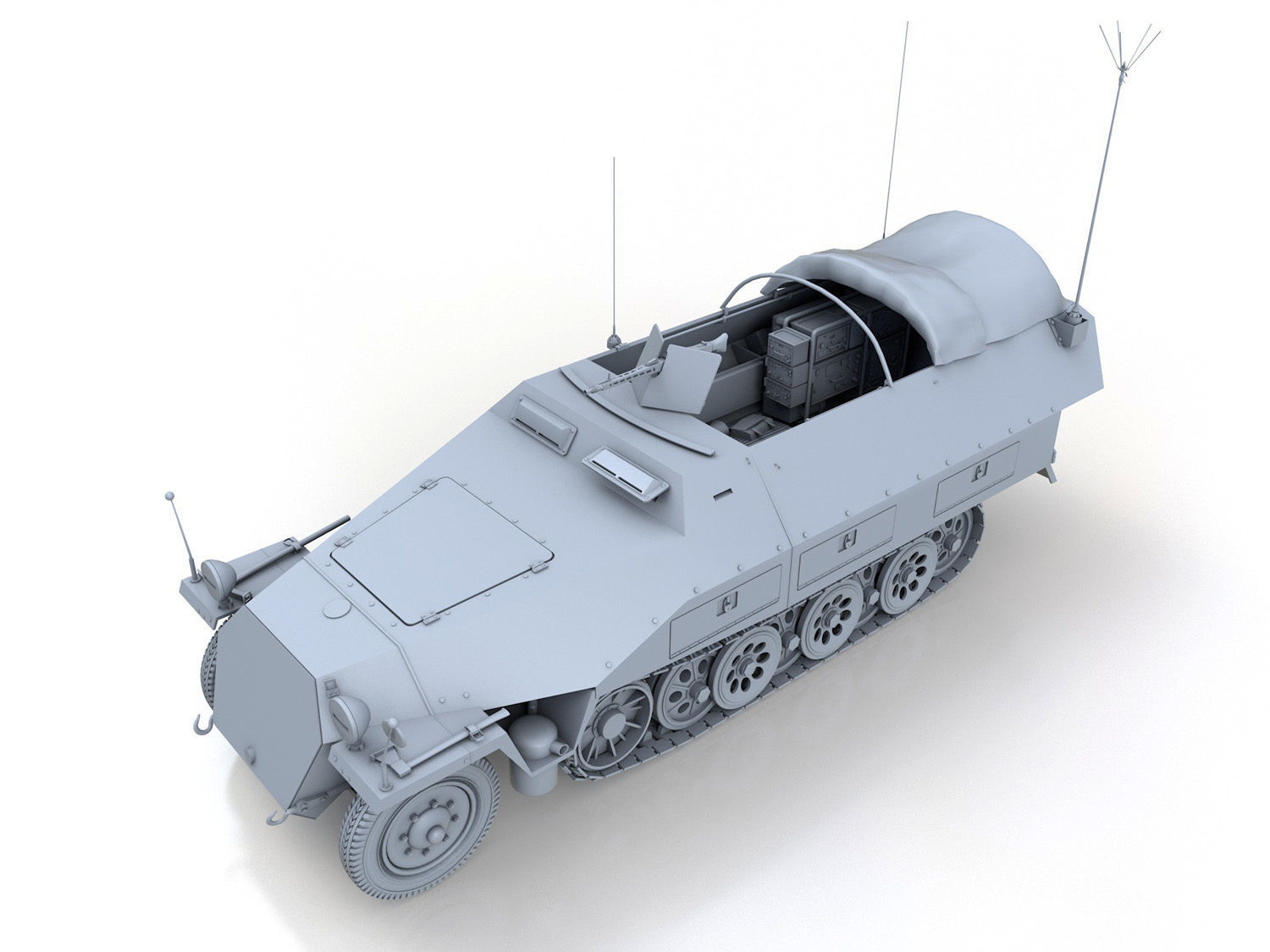 SDKFZ 251 Ausf D - Communications Vehicle 3D model_2