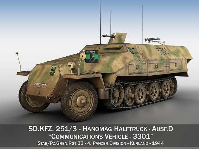 SDKFZ 251 Ausf D - Half-track - 3301 3D model