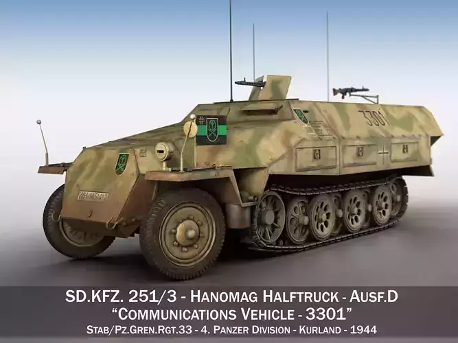 SDKFZ 251 Ausf D - Half-track - 3301 3D model