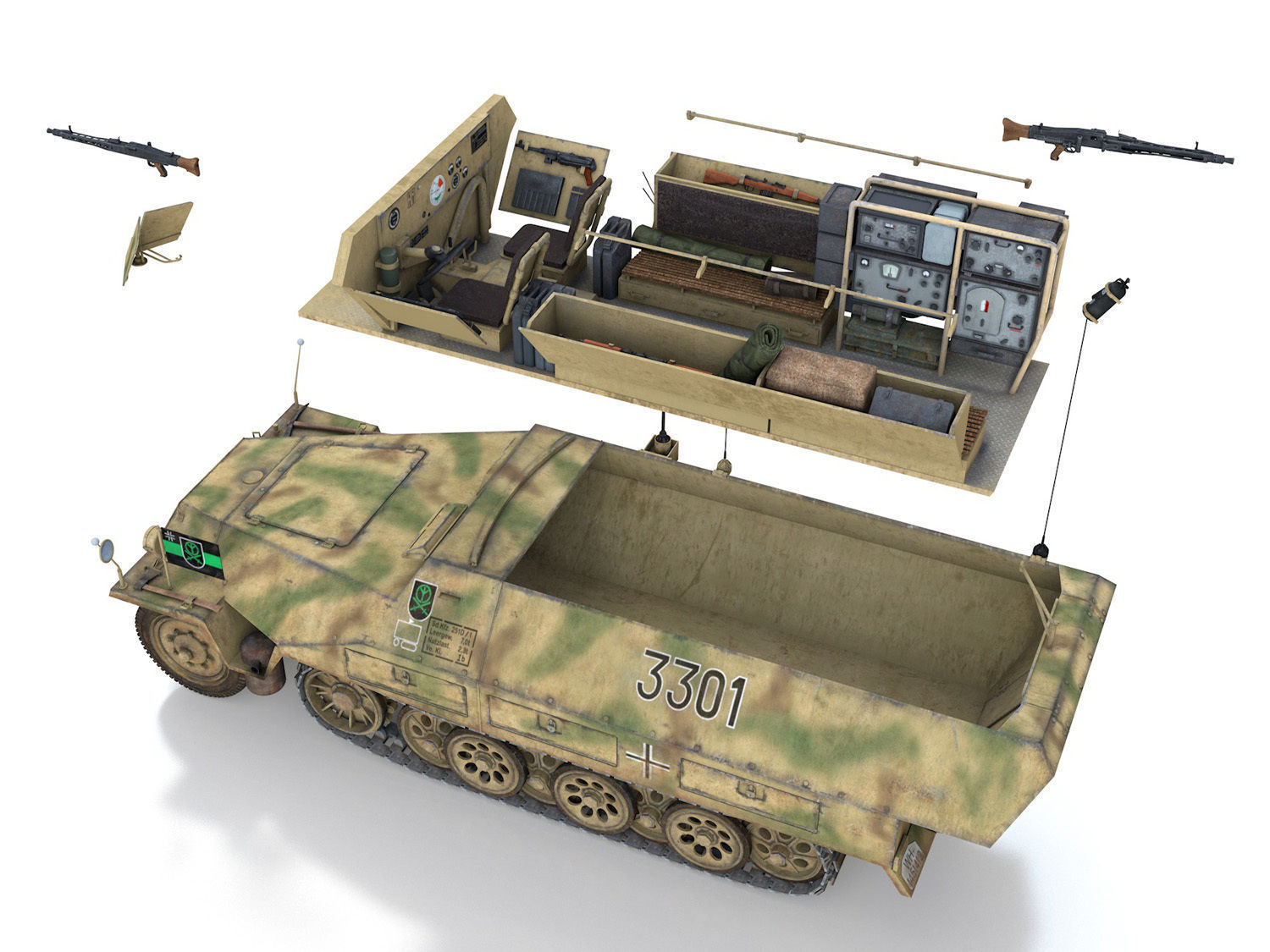 SDKFZ 251 Ausf D - Half-track - 3301 3D model_12