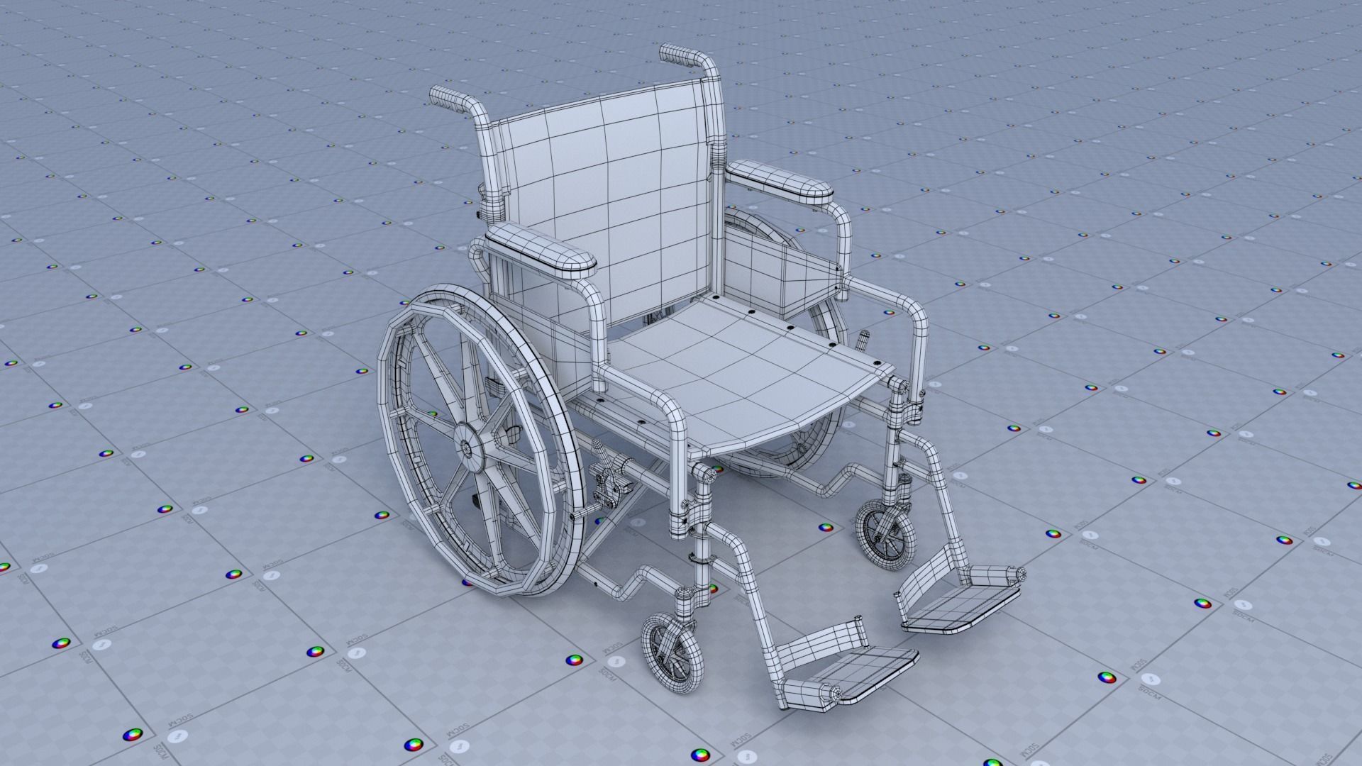 Wheel Chair Low-poly 3D model_7