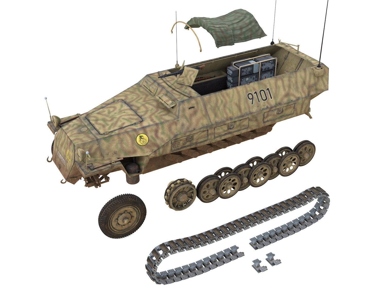 SDKFZ 251 Ausf D - Half-track - 9101 3D model_11