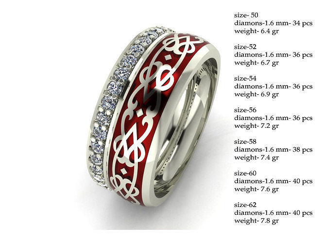 7 Arabic style rings with diamonds and enamel 7 SIZES PACK 3D print model