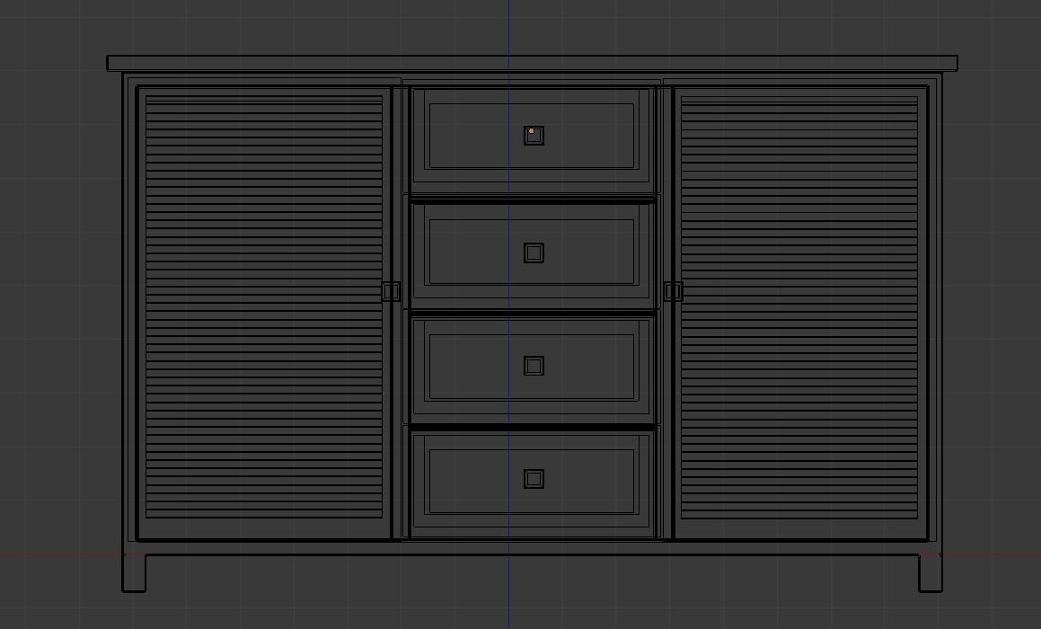 Cabinet wooden sideboard with drawers 3D model_3