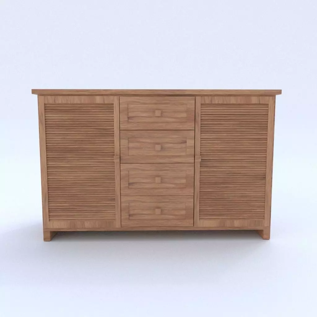 Cabinet wooden sideboard with drawers 3D model_0