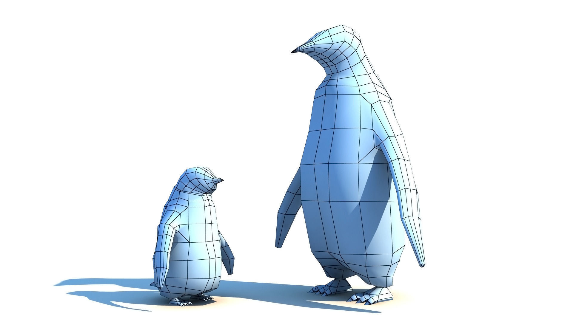 Emperor penguin family Low-poly 3D model_4