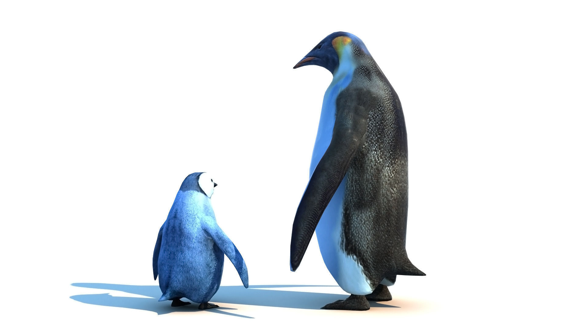 Emperor penguin family Low-poly 3D model_1