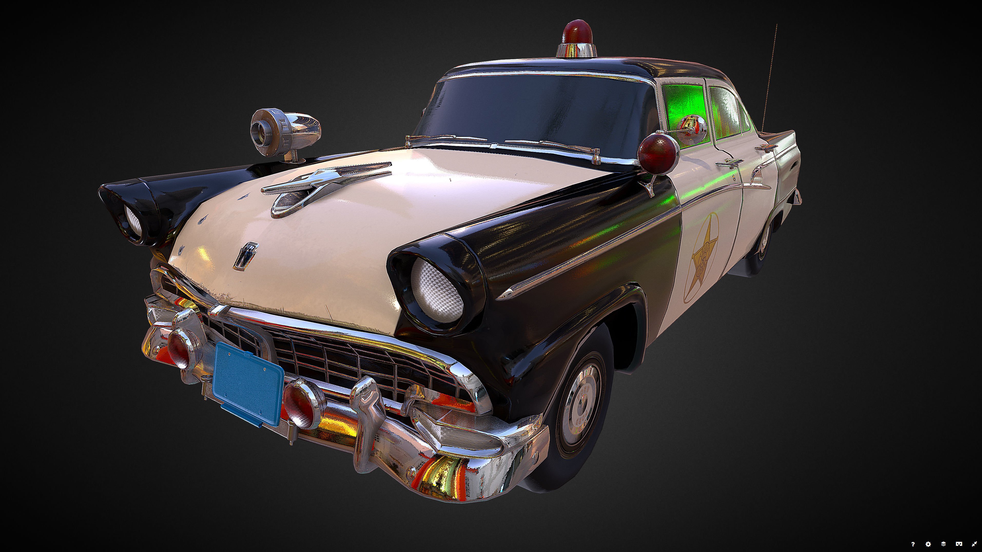 Vintage Police Car - Low Poly Low-poly 3D model_2