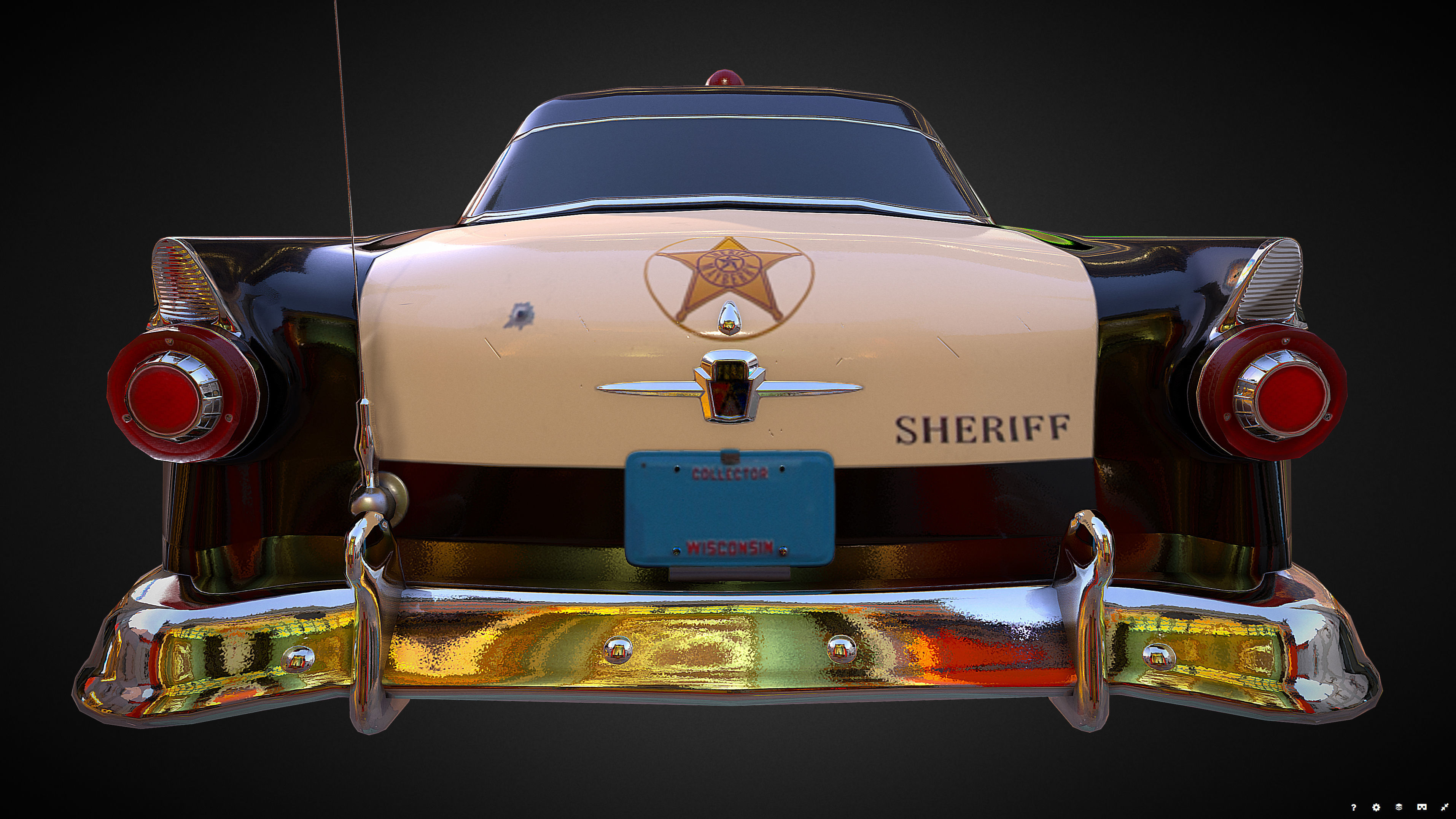 Vintage Police Car - Low Poly Low-poly 3D model_10
