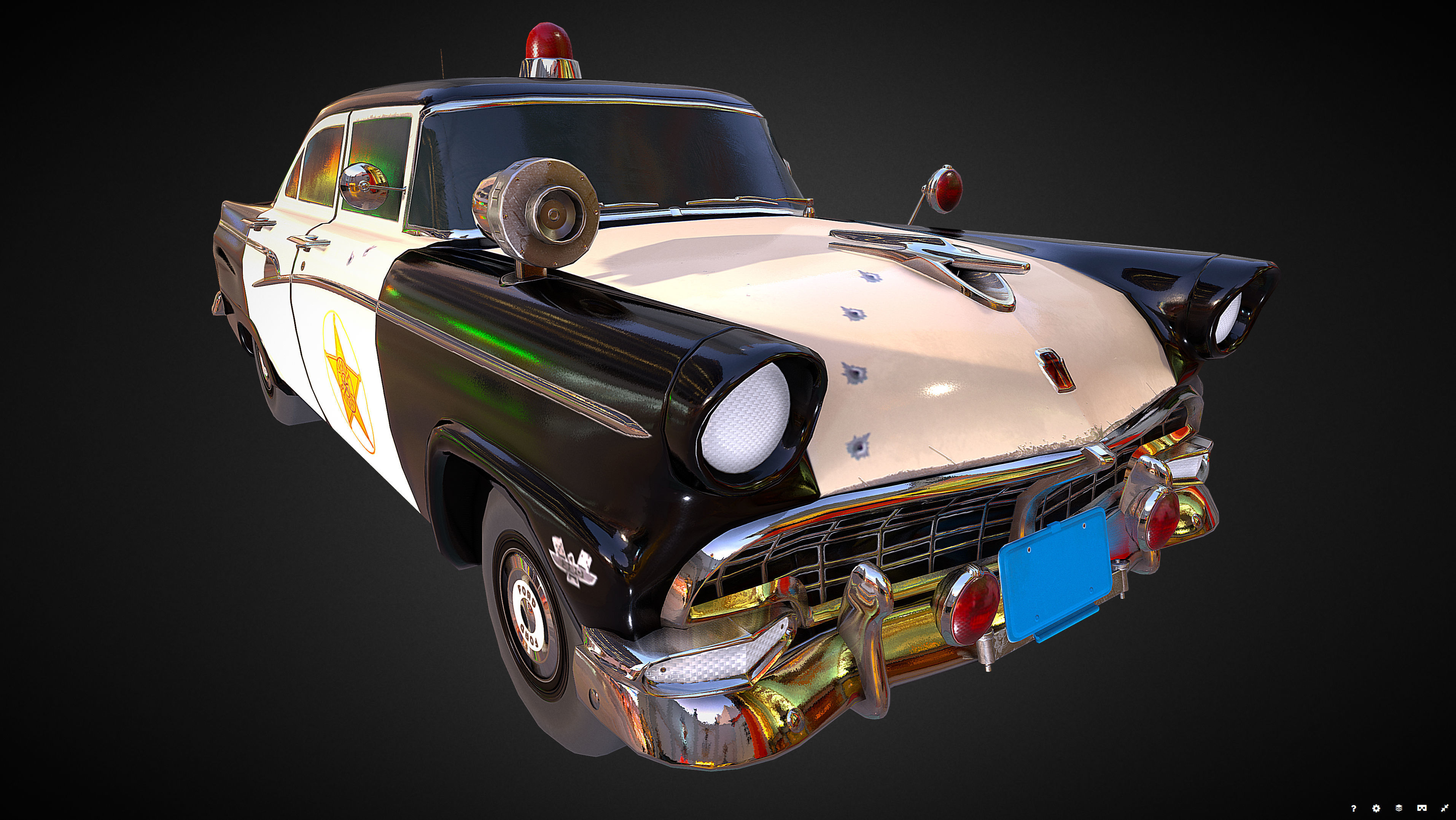 Vintage Police Car - Low Poly Low-poly 3D model_16