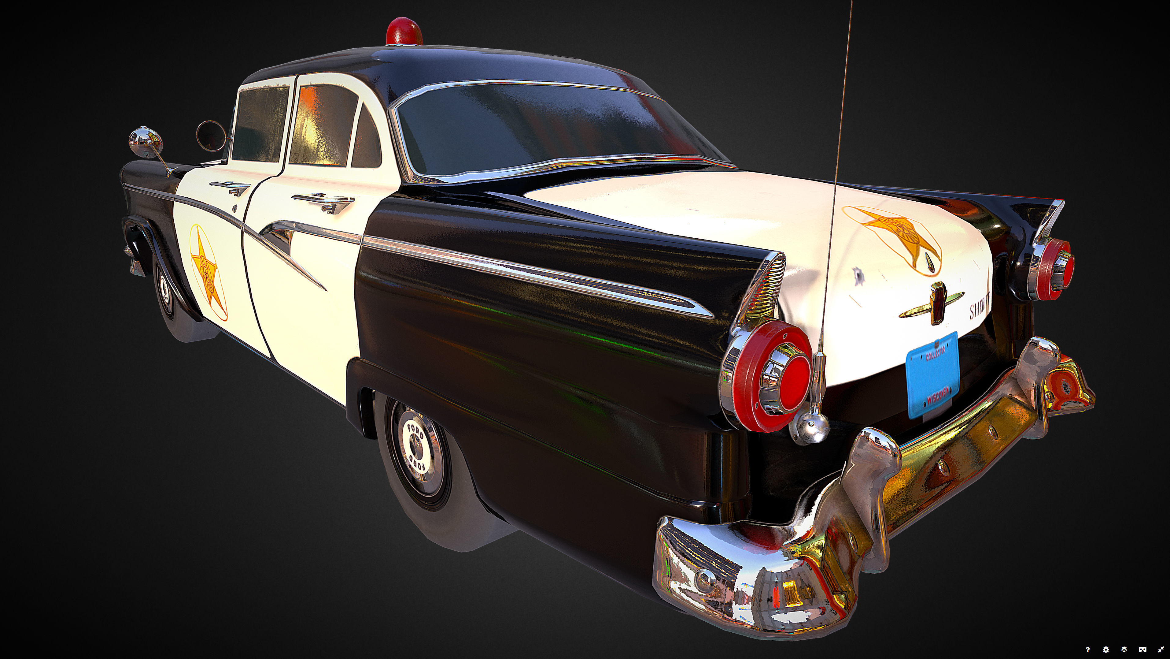 Vintage Police Car - Low Poly Low-poly 3D model_9