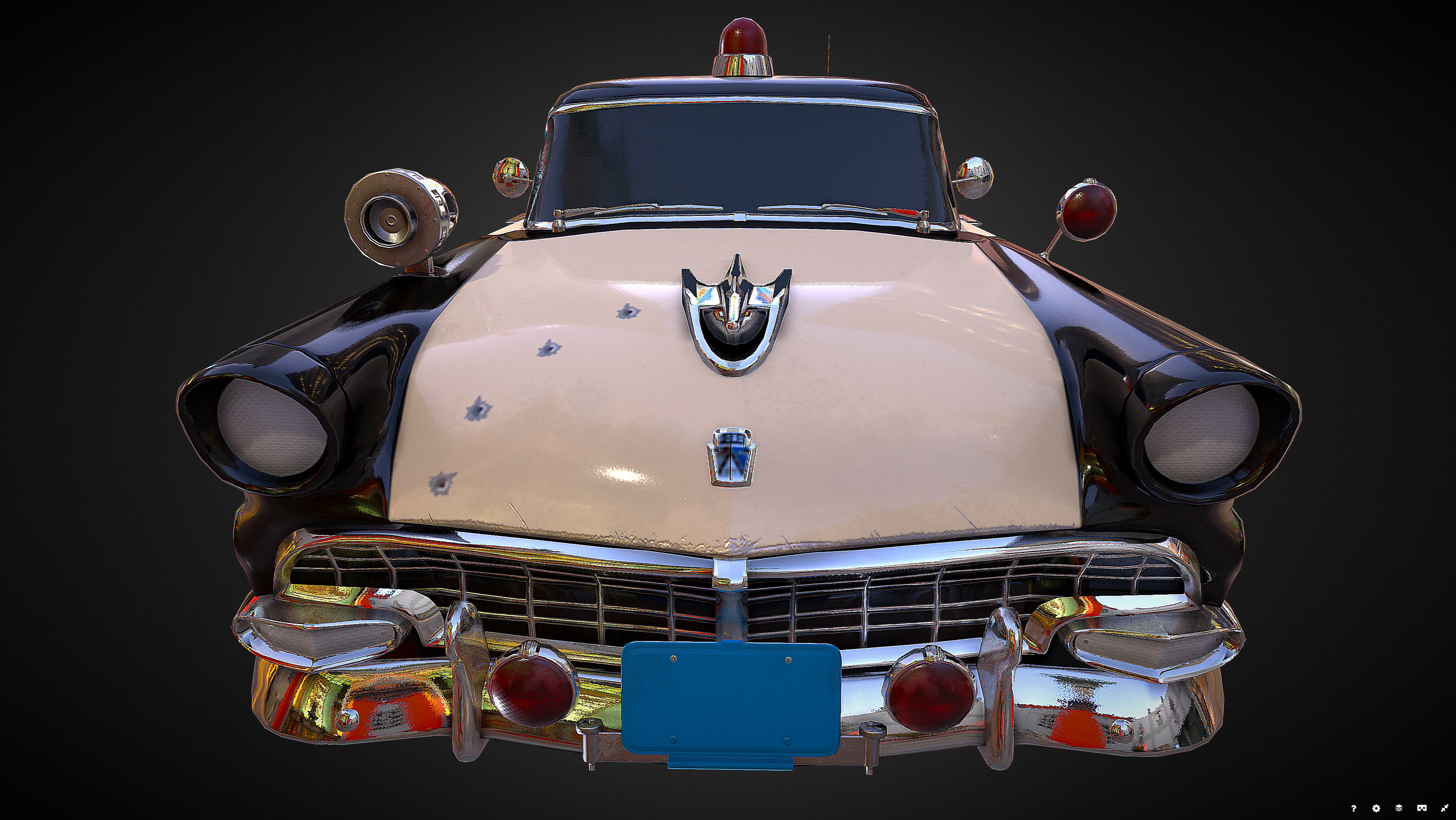 Vintage Police Car - Low Poly Low-poly 3D model_5
