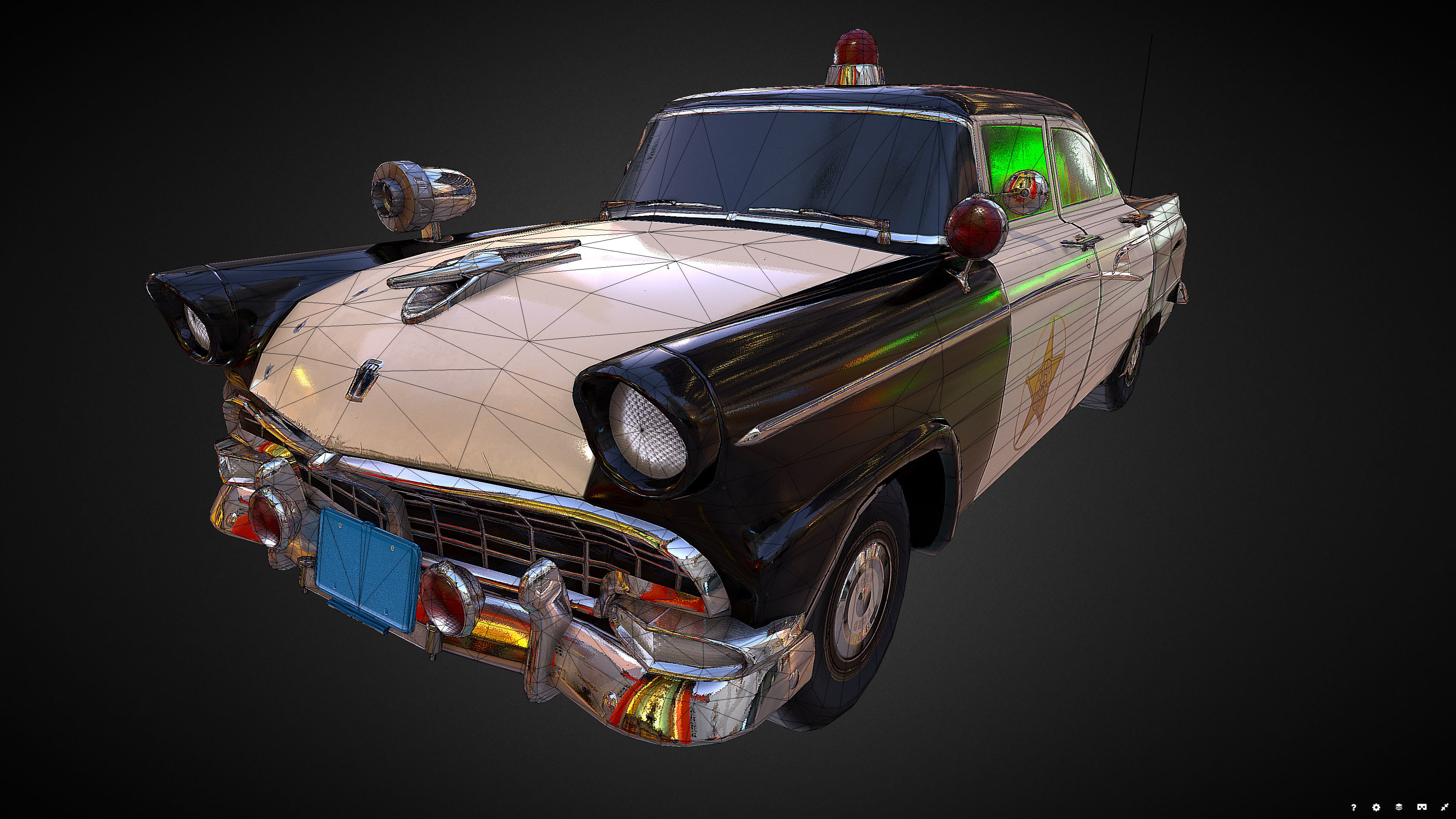 Vintage Police Car - Low Poly Low-poly 3D model_3