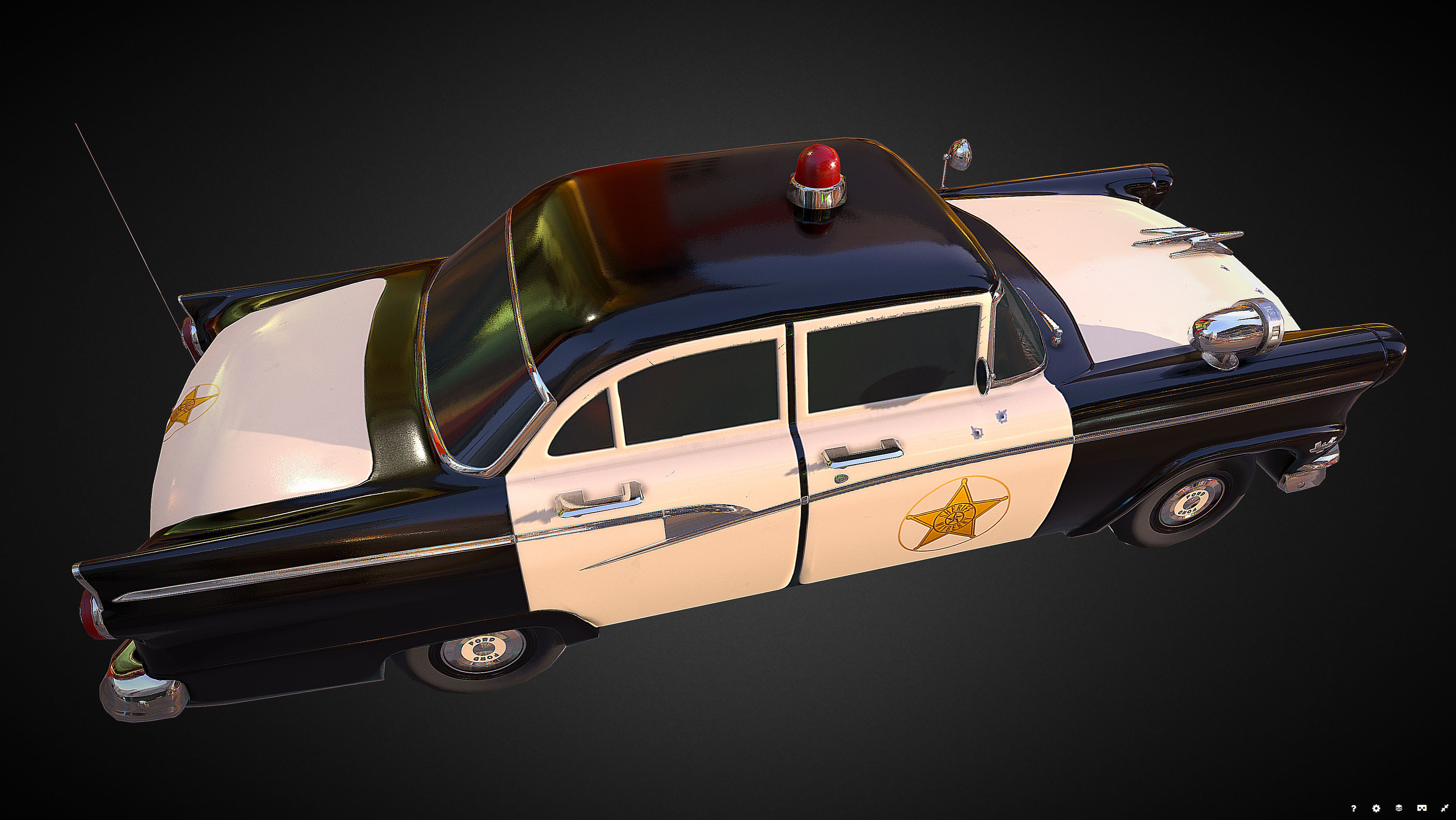 Vintage Police Car - Low Poly Low-poly 3D model_13