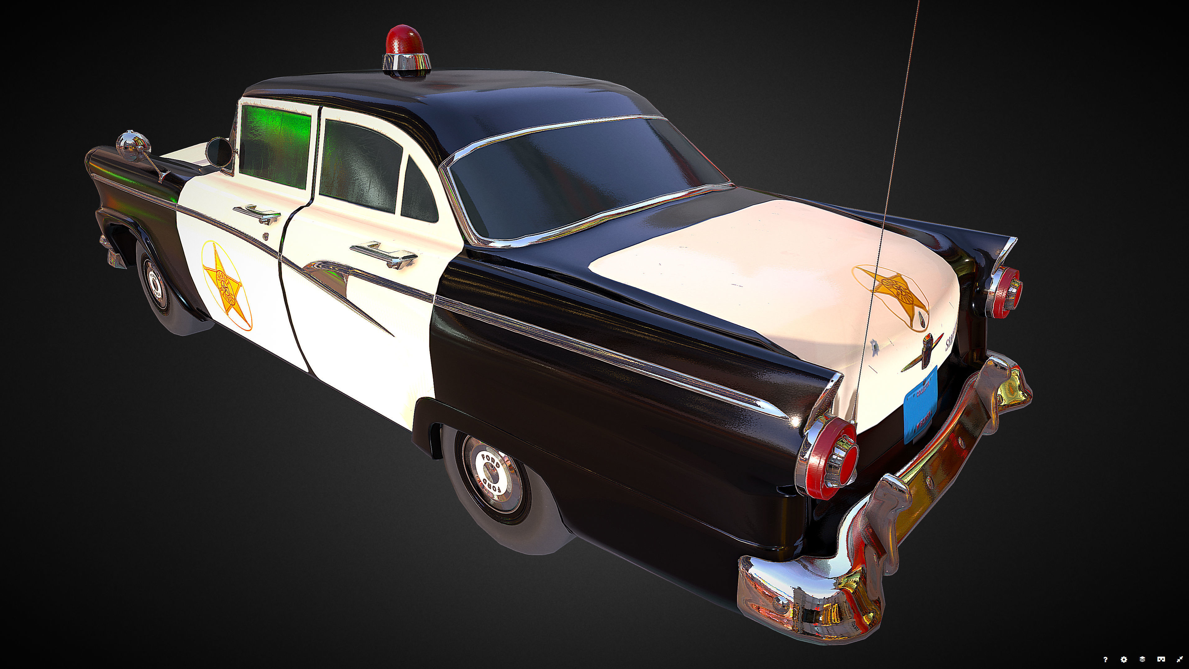 Vintage Police Car - Low Poly Low-poly 3D model_8