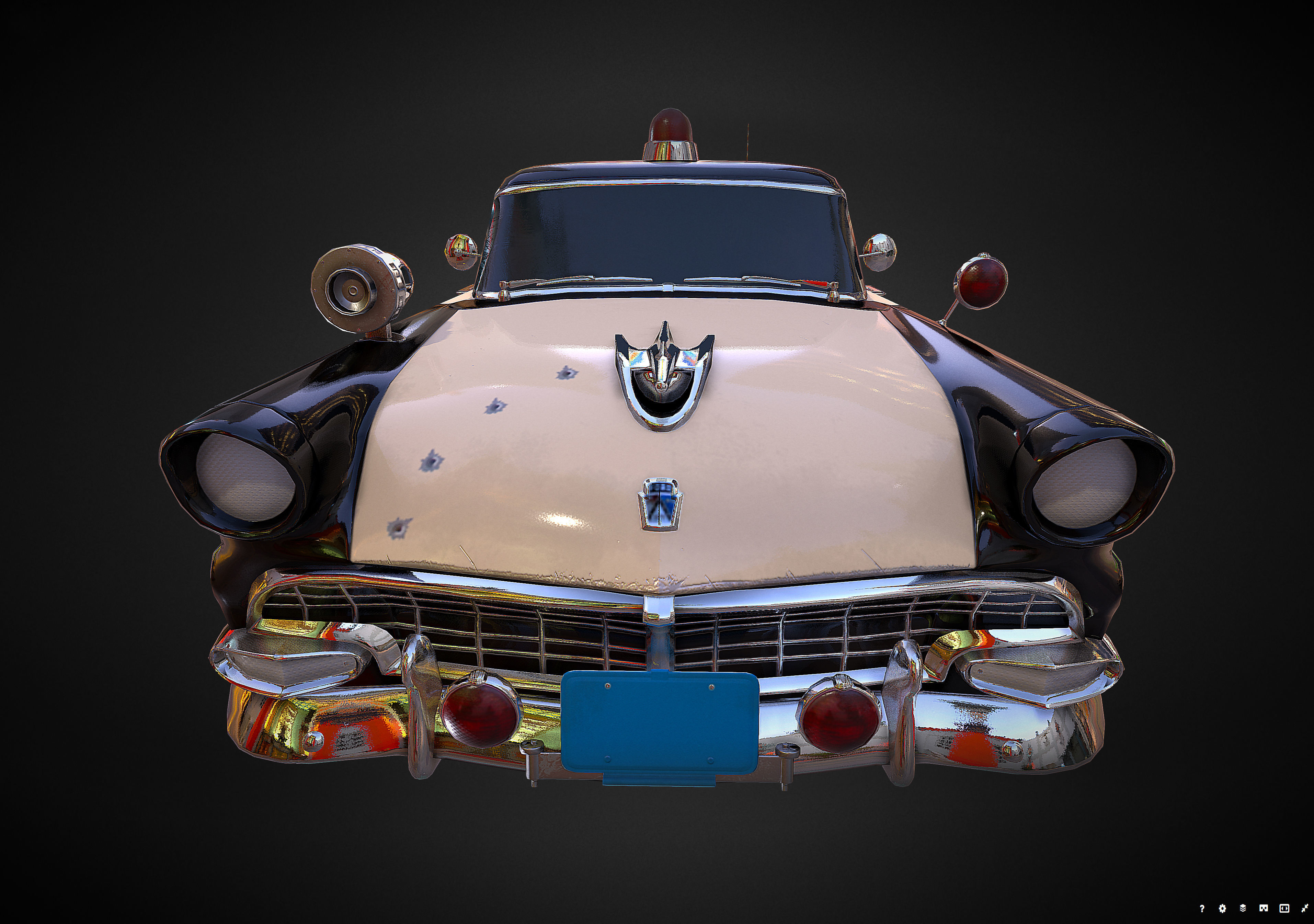 Vintage Police Car - Low Poly Low-poly 3D model_4