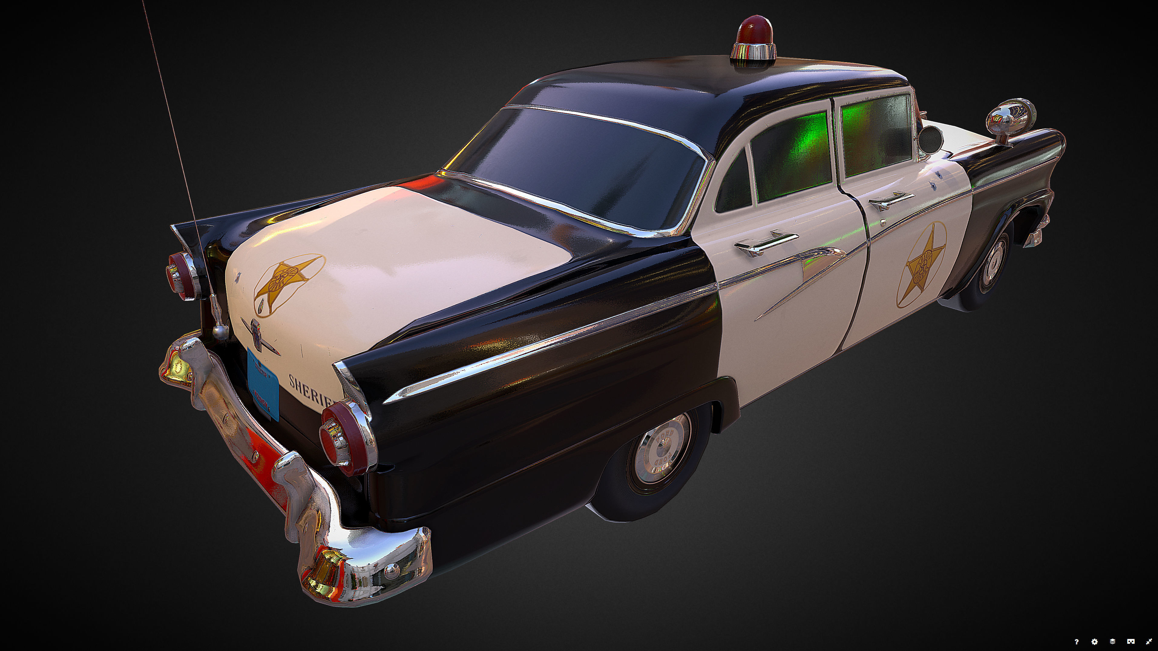Vintage Police Car - Low Poly Low-poly 3D model_12