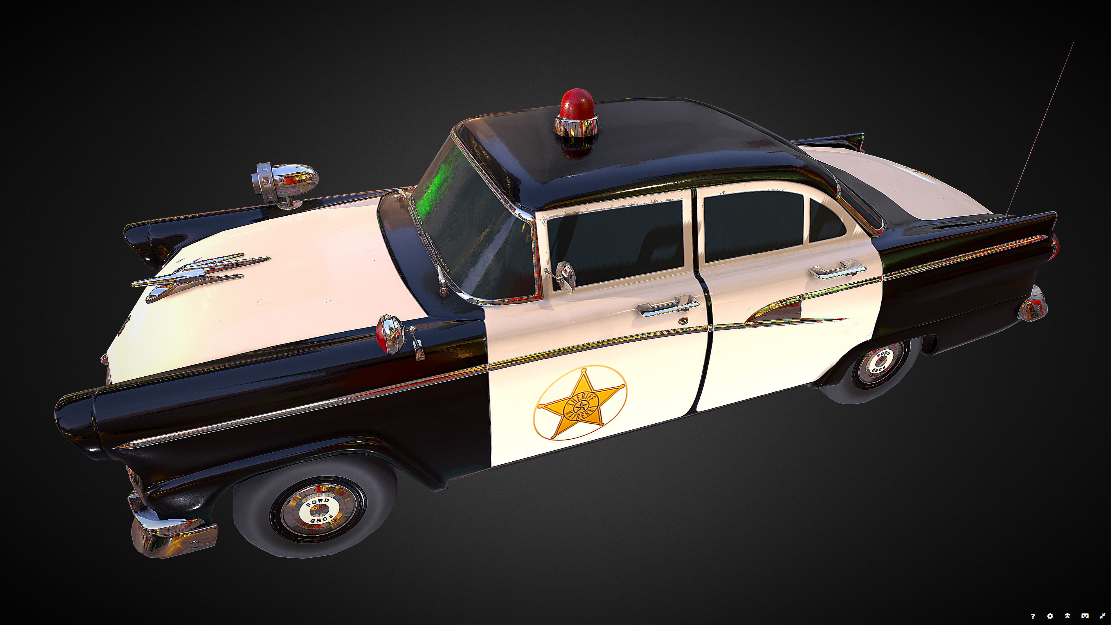 Vintage Police Car - Low Poly Low-poly 3D model_6