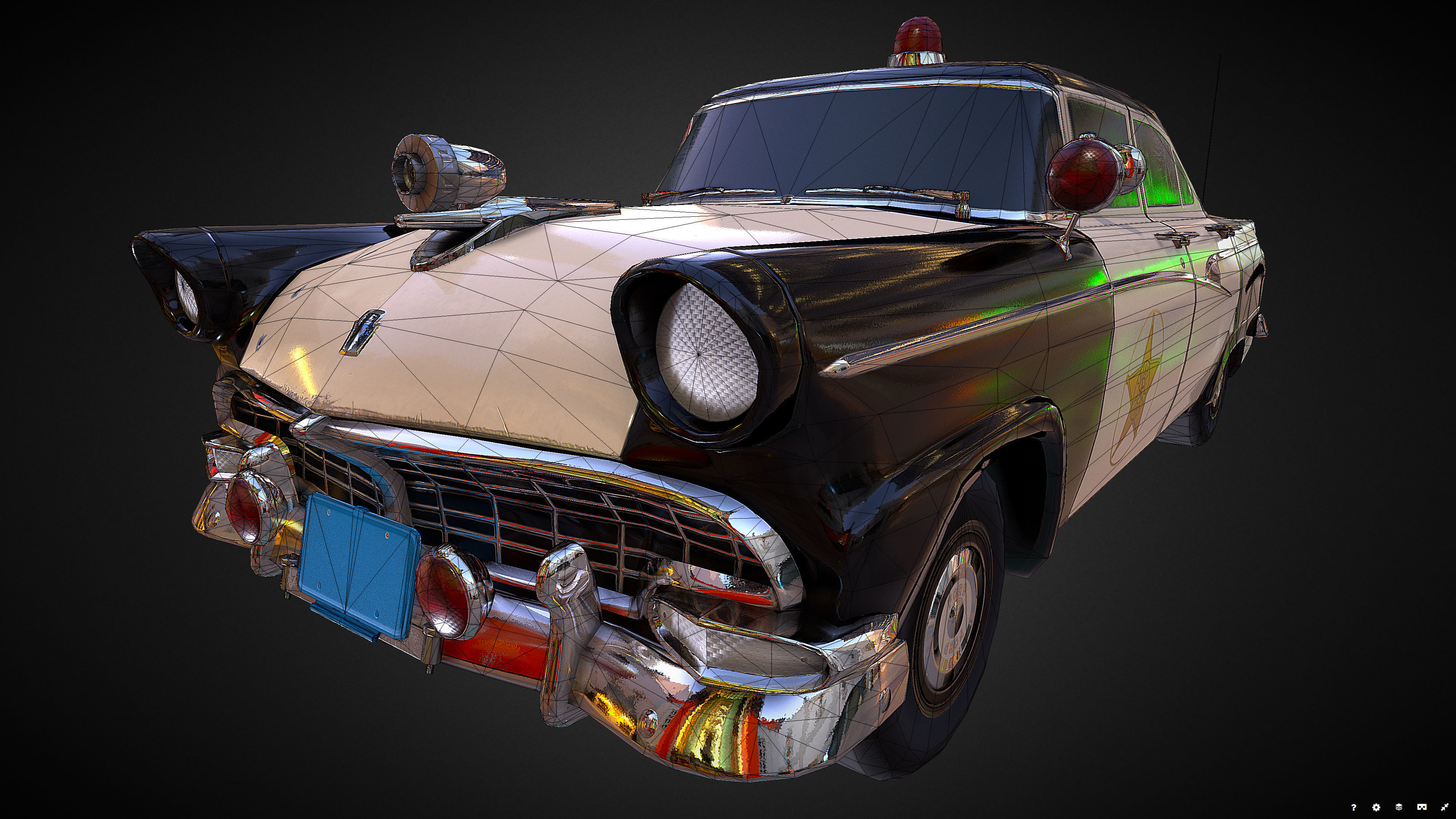 Vintage Police Car - Low Poly Low-poly 3D model_1