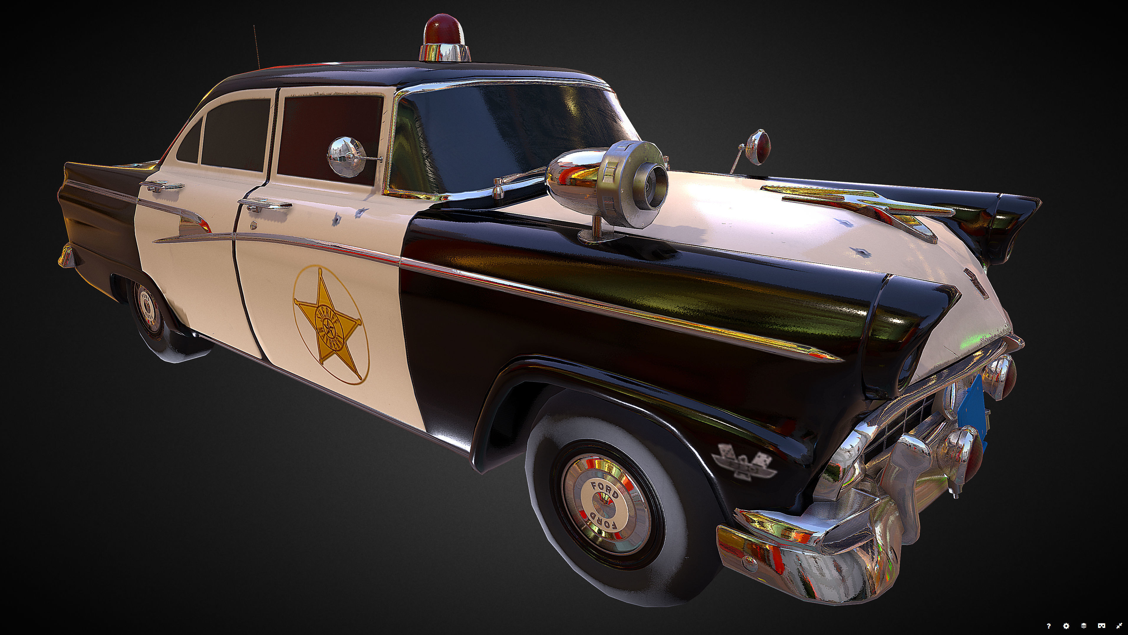 Vintage Police Car - Low Poly Low-poly 3D model_15
