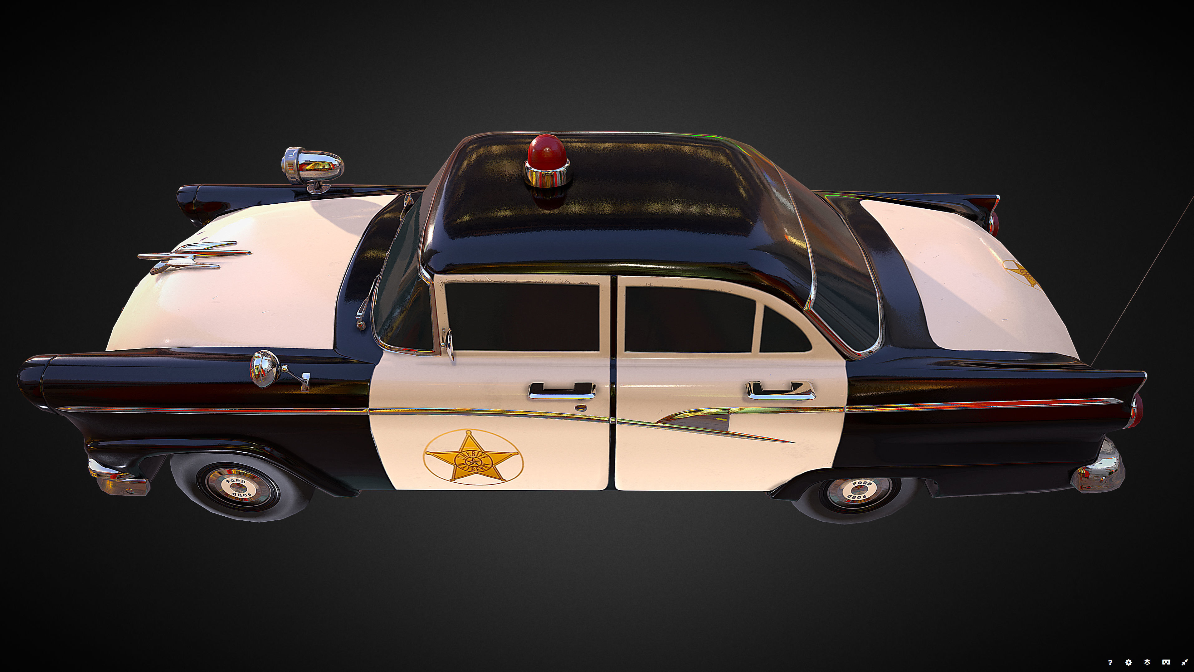 Vintage Police Car - Low Poly Low-poly 3D model_7
