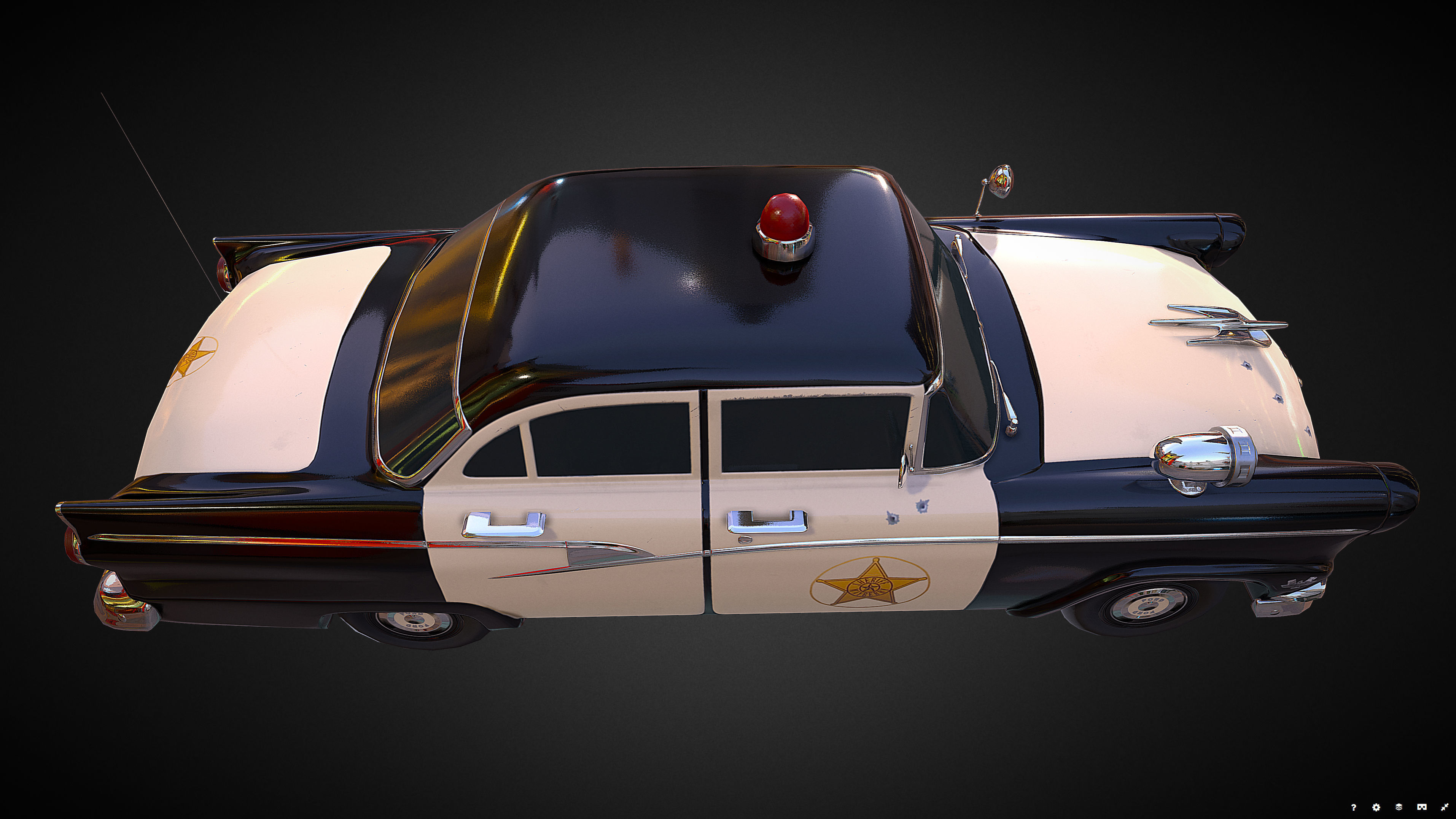 Vintage Police Car - Low Poly Low-poly 3D model_14