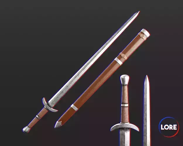 Medieval Common Weapon Short Sword Low-poly 3D model