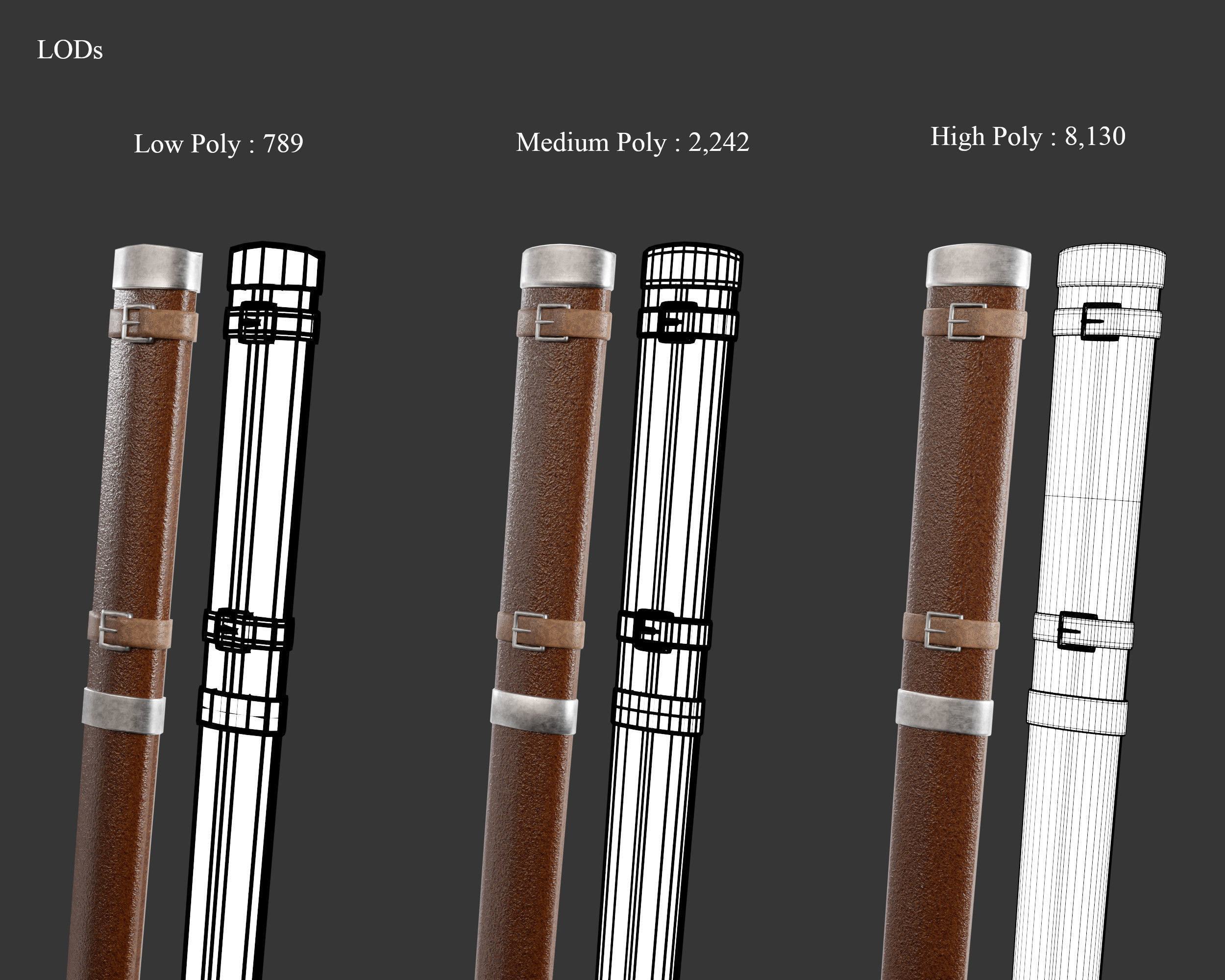 Medieval Common Weapon Short Sword Low-poly 3D model_15