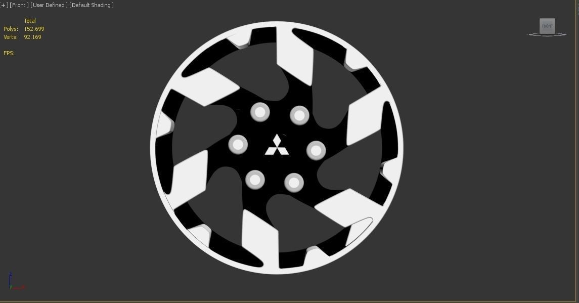 Mitsubishi L200 Custom Wheel Low-poly 3D model_1