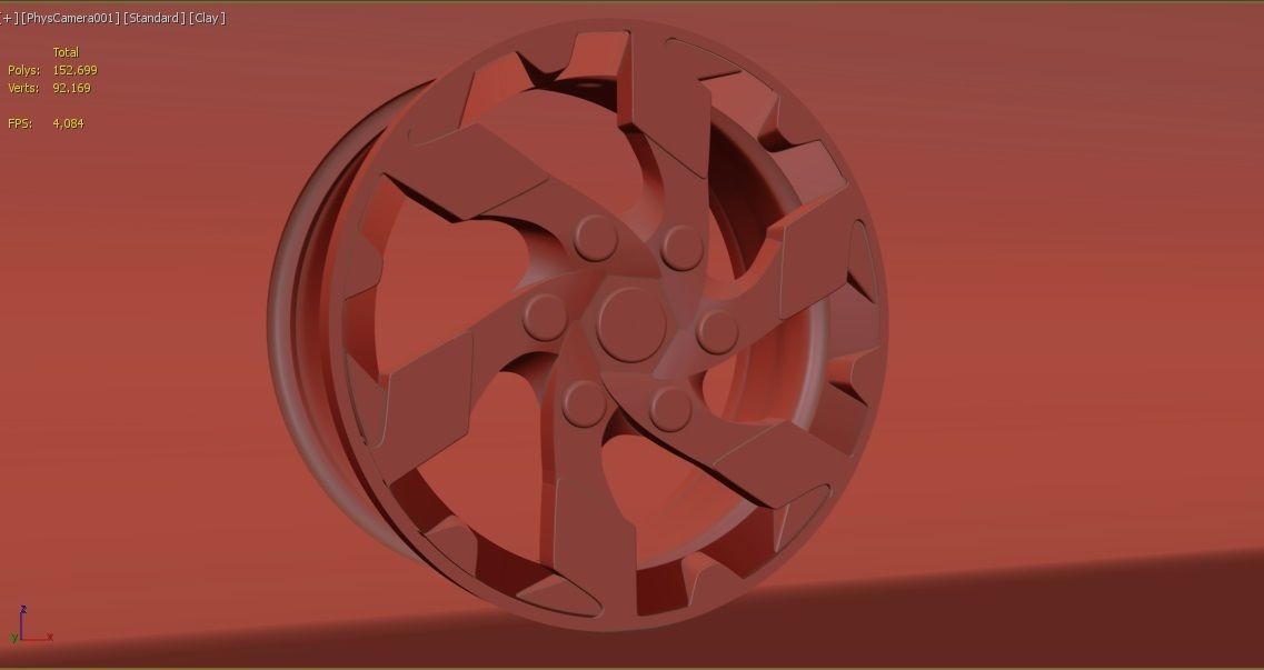 Mitsubishi L200 Custom Wheel Low-poly 3D model_5