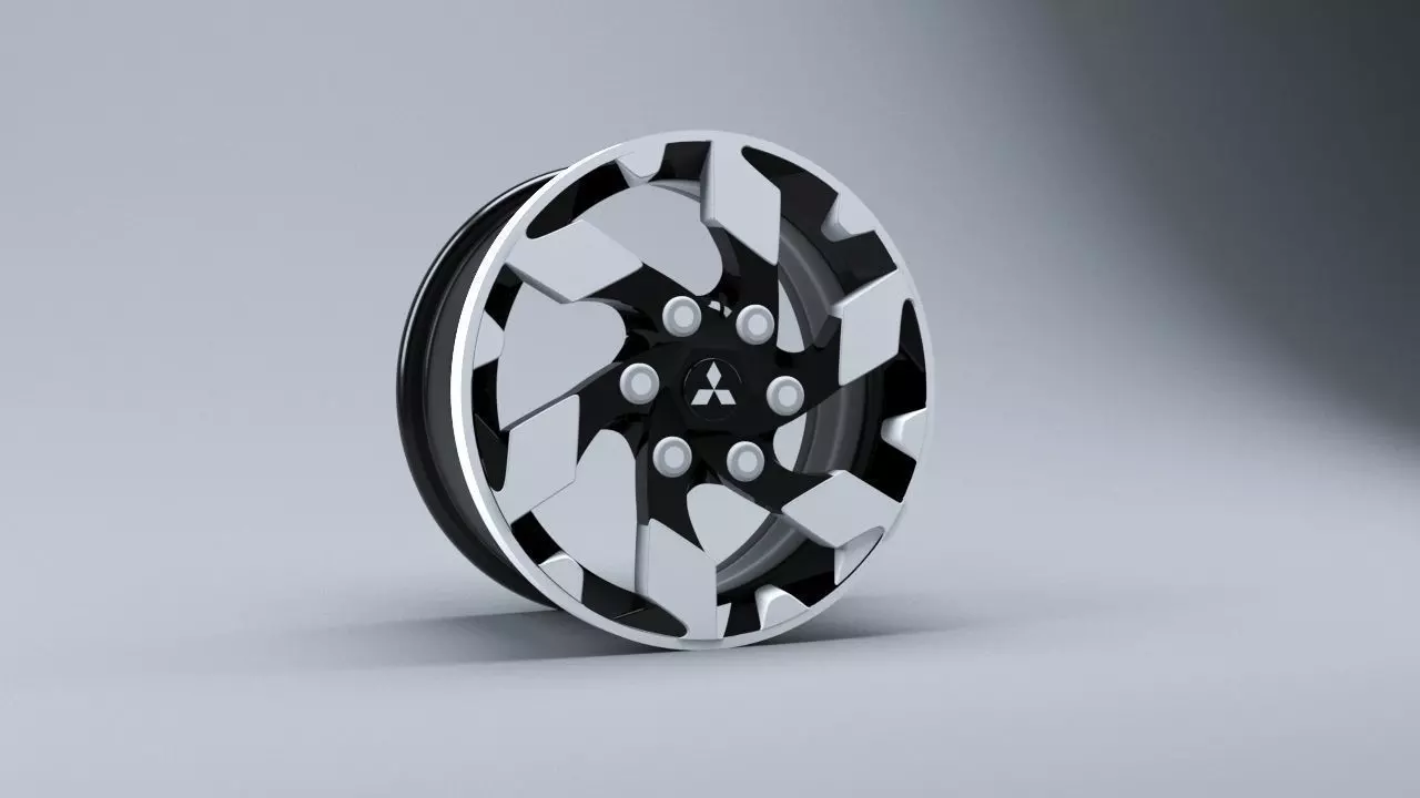 Mitsubishi L200 Custom Wheel Low-poly 3D model_0