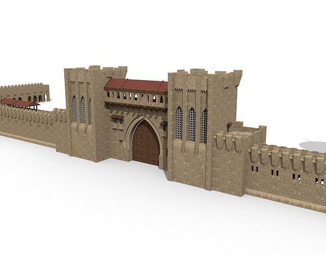 castle wall collection  Low-poly 3D model 5