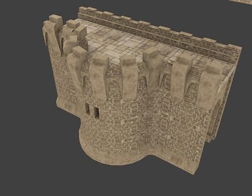 castle wall collection  Low-poly 3D model 4