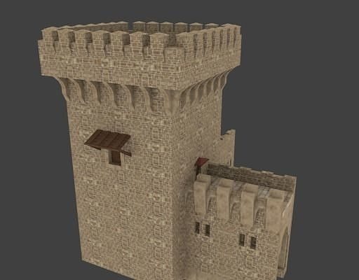 castle wall collection  Low-poly 3D model 7