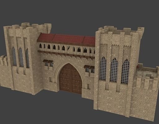 castle wall collection  Low-poly 3D model 3