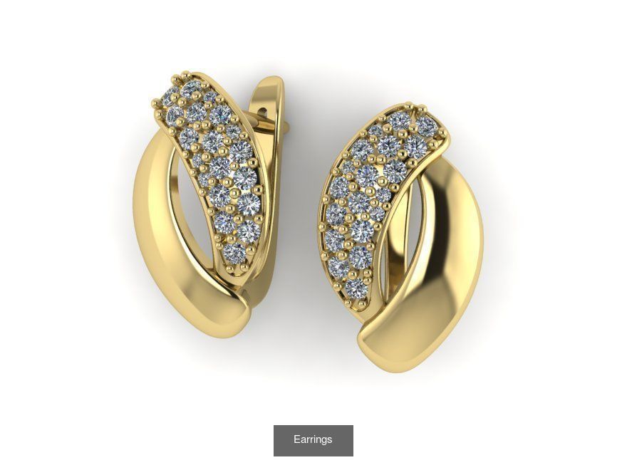 Ring and earrings 3D Model Collection_1