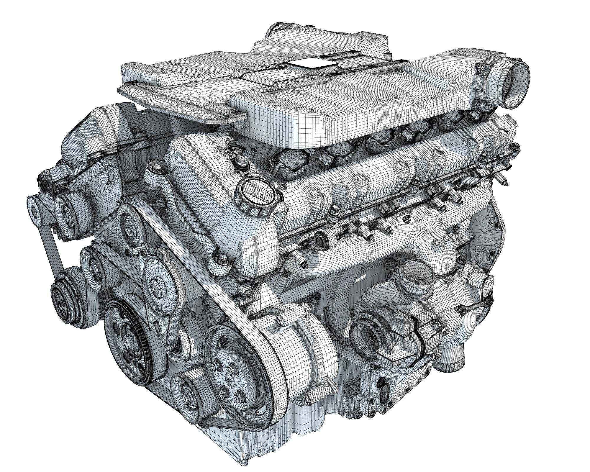 How V12 Engine Works Animation 3D model_23