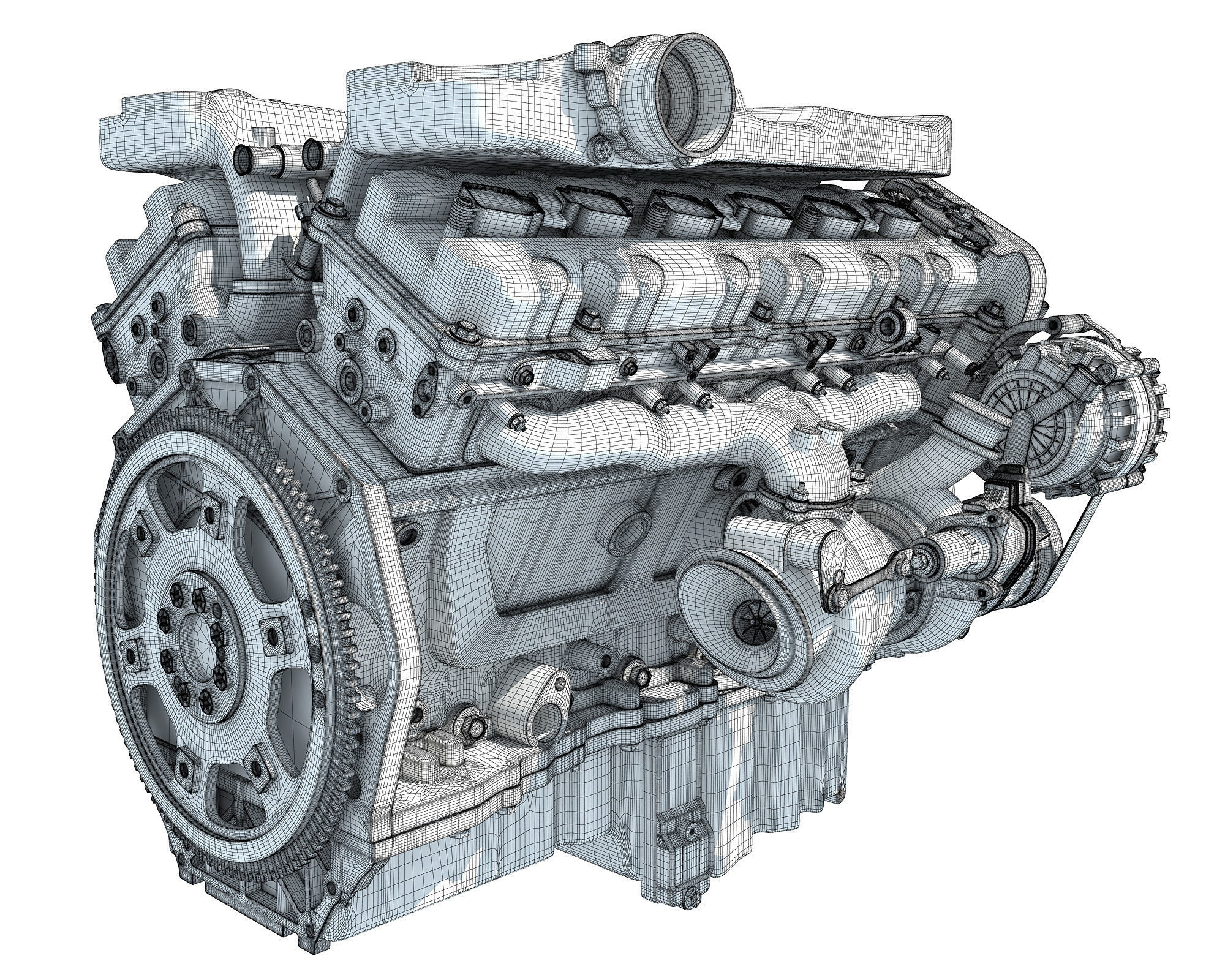 How V12 Engine Works Animation 3D model_26