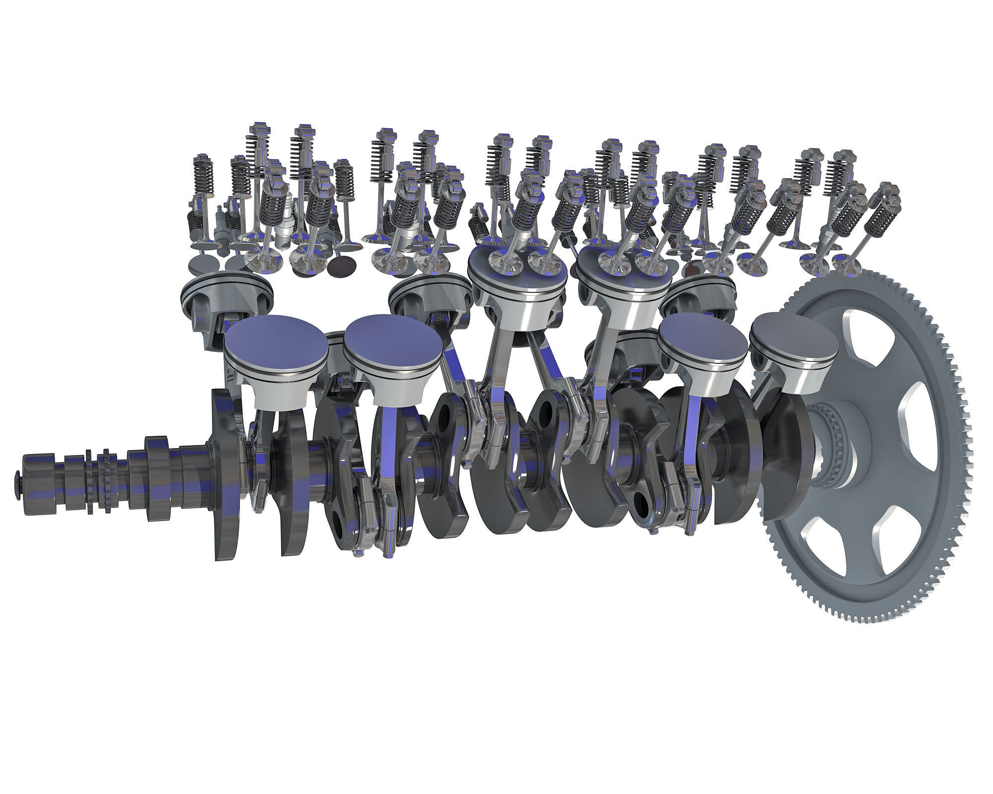 How V12 Engine Works Animation 3D model_6