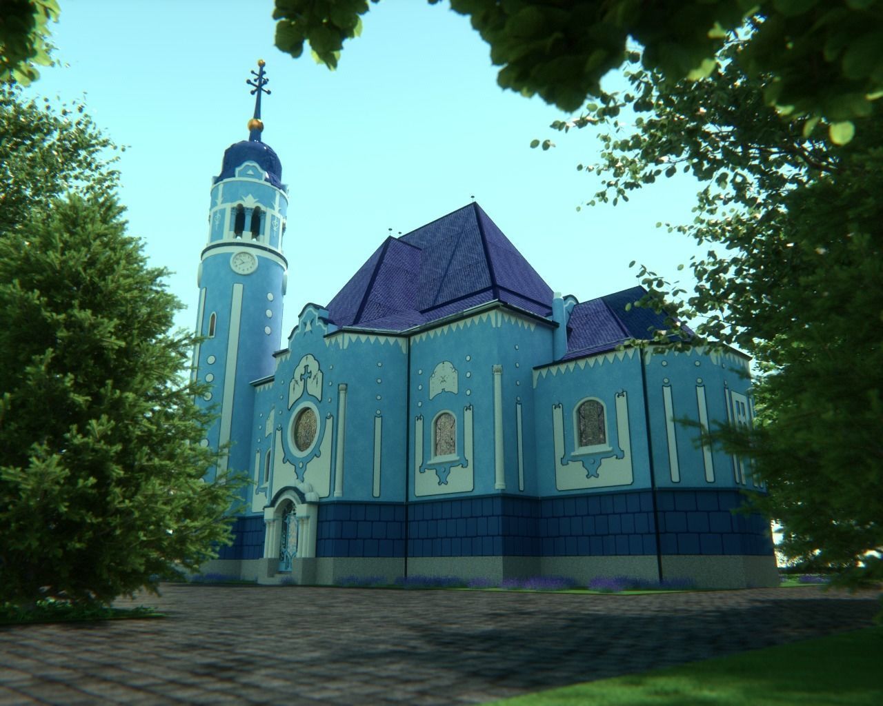 Blue church - Bratislava Slovakia 3D model_4